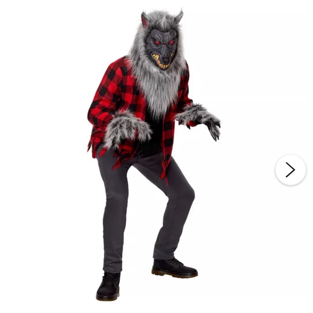 Fierce Werewolf Costume with Red and Gray Details